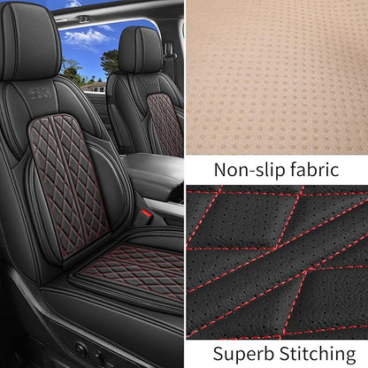 Car Seat Cover Custom Fit for Dodge Ram 1500 2500 3500 2002-2026 Faux Leather Seat Cover Set Compatible with Crew Quad Regular Cab Pickup Truck Cushions (Black Redline, Front Seat) - Image 4