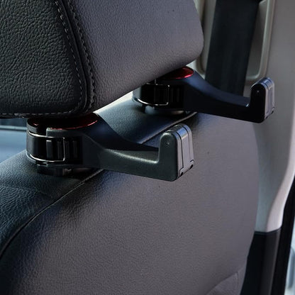 Amooca Car Seat Hooks for Purses and Bags with Phone Holder, Universal Car Headrest Storage Organizer Hanger Hook with Lock, 360° Rotation Headrest Hooks, 2 in 1 Car Headrest Hooks, 2 Pack, Red - Image 6