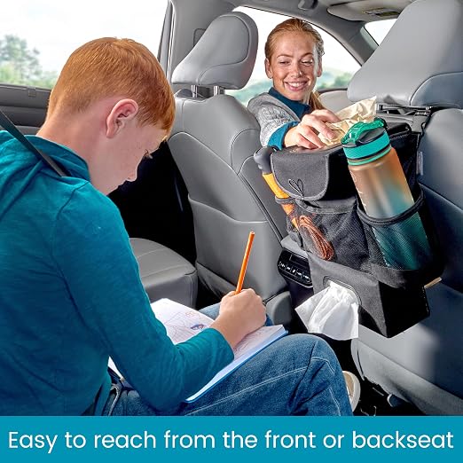High Road Car Seatback Organizer - Hanging Car Trash Can with Tissue Holder | Car Tissue Holder and Trash Can with Removable Leakproof Liner Keeps Trash, Bottles and Boxes Off the Seat and Floor - Image 5
