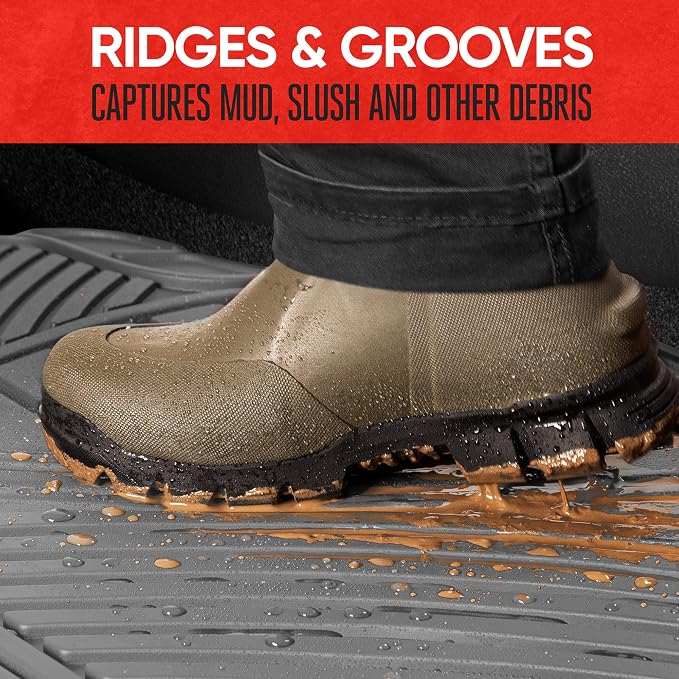 Motor Trend FlexTough Performance All Weather Rubber Car Floor Mats - 3 Piece Floor Mats Automotive Liners for Cars Truck SUV, Heavy-Duty Waterproof (Gray) - Image 4