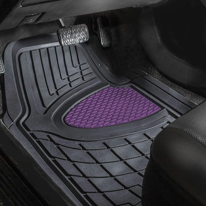 FH Group Premium Liners Tall Channel Trimmable All Weather Rubber Full Set Car Floor Mats (Purple) w. Trimmable All-Season Cargo Liner (Black) - Universal Fit for Cars Trucks and SUVs - Image 2
