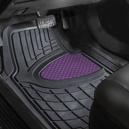 FH Group Premium Liners Tall Channel Trimmable All Weather Rubber Full Set Car Floor Mats (Purple) w. Trimmable All-Season Cargo Liner (Black) - Universal Fit for Cars Trucks and SUVs - Image 2