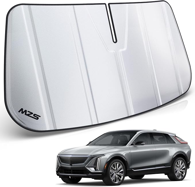 MZS Windshield Sun Shade Compatible with Lyriq 2023-2026 | 6-Layer Heat Insulation, 99% UV Blocking, Keeps Interior Cool, Full Coverage Visor, Foldable Car Window Sunshade, Storage Bag by MZS