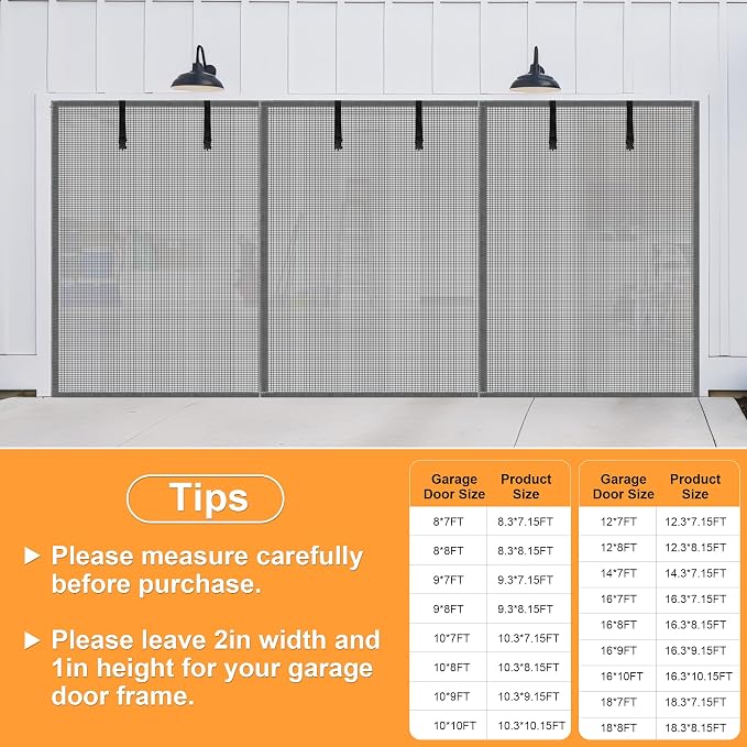 LIAMST Privacy Garage Door Screen Blackout for 2 Car Garage-16X9FT Privacy Silver Grey Heavy Duty Magnetic Garage Screen, Hands Free, Magnetic Privacy Garage Screen Door - Image 2