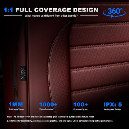 Seat Covers Custom Fit for CRV 2017 2018 2019 2020 2021 2022 | CR-V Faux Leather Car Seat Cover Full Set Front & Rear Car Seat Protector(Burgundy,5 Seats) - Image 8
