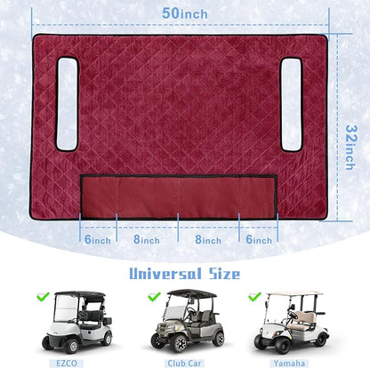 YOKYHOM Golf Cart Seat Covers with 4 Front Pockets, Thick Seat Towel Blanket with Non-Slip Backing, Fits EZGO, Club Car, Yamaha and More 2 & 4 Passenger Golf Carts, Red - Image 4