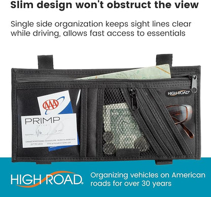 High Road Car Visor Organizer with Zippered Pockets, Sunglasses Sleeve and Clear Photo or Registration and Insurance Pocket - Heavy Duty Straps Fit Most Car, SUV and Truck Visors (Black) - Image 6