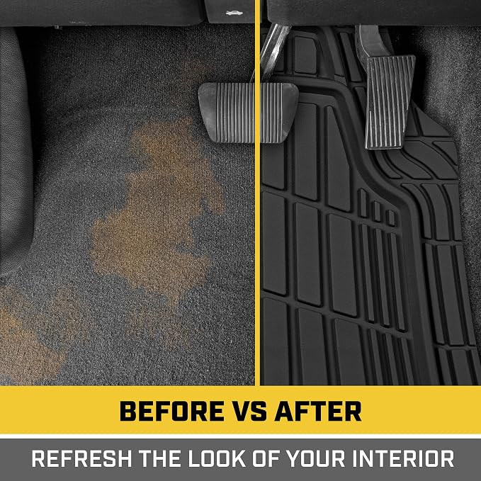CAT® ToughRide™ Heavy-Duty 4 Piece Black Floor Mats for Cars - Trim to Fit All-Weather Rubber Car Mats Full Set - Truck Mats & Cars Floor Mats - Interior Accessories for SUVs & Car Rug Protection - Image 5