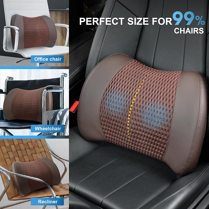 Lofty Aim Lumbar Support Pillow for Car, Car Seat Back Support for Driving | Memory Foam Car Lumbar Support for Driving, Car Back Cushion, Adjustable Straps, Lower Back Pillow, Breathable 4D Mesh, Brown - Image 8