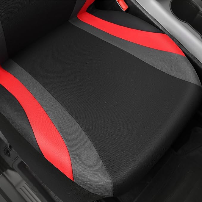 CAR PASS Line Rider Sporty Front Seat Covers,Red Car Seat Covers Two Front Seats Only, Airbag Compatible,Universal Fit Sedans,Cars,Vans,SUV,Truck(Black and Red) - Image 5
