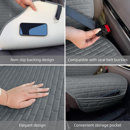 2Pcs Dark Gray Linen Car Seat Covers Front Seats Covers for Van SUV Truck | Breathable Cloth Fabric Durable Non-Slip Car Seat Protector - Image 3