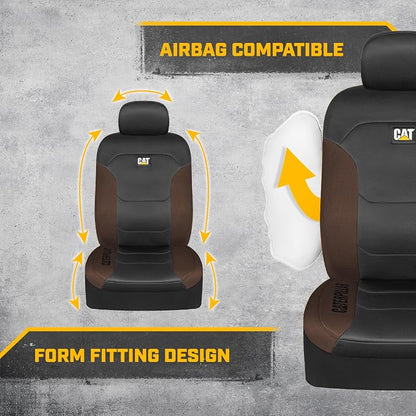 CAT Front Seat Covers for Cars (2-Pack) & 4-Piece Trim to Fit, Heavy Duty Protection, All Weather Floor Mats – Universal Fit, Waterproof Mats, Easy Install, for Trucks, SUVs, Vans, & Car Accessories - Image 5