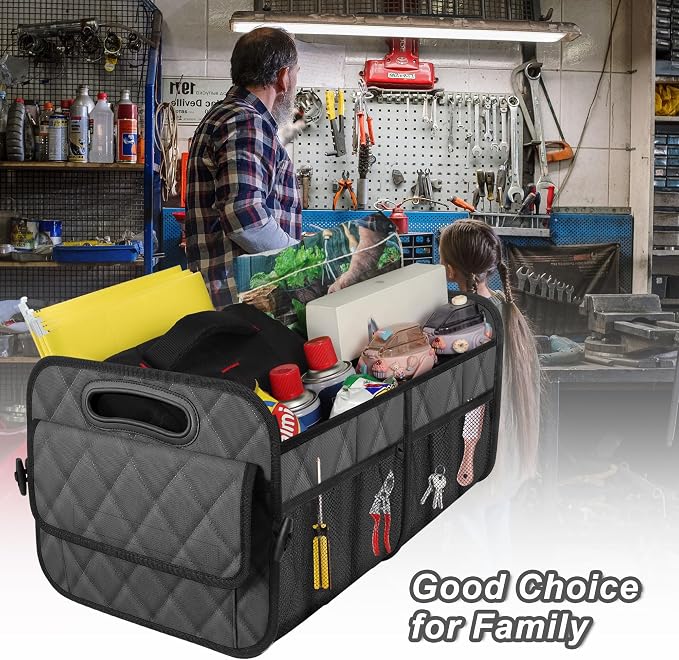 Deosk Car Trunk Organizer for SUV, Car Organizers and Storage with Reinforced Handles, Car Accessories for Women/Men 70L Waterproof Polyester Trunk Organizer(Large, Charcoal) - Image 8