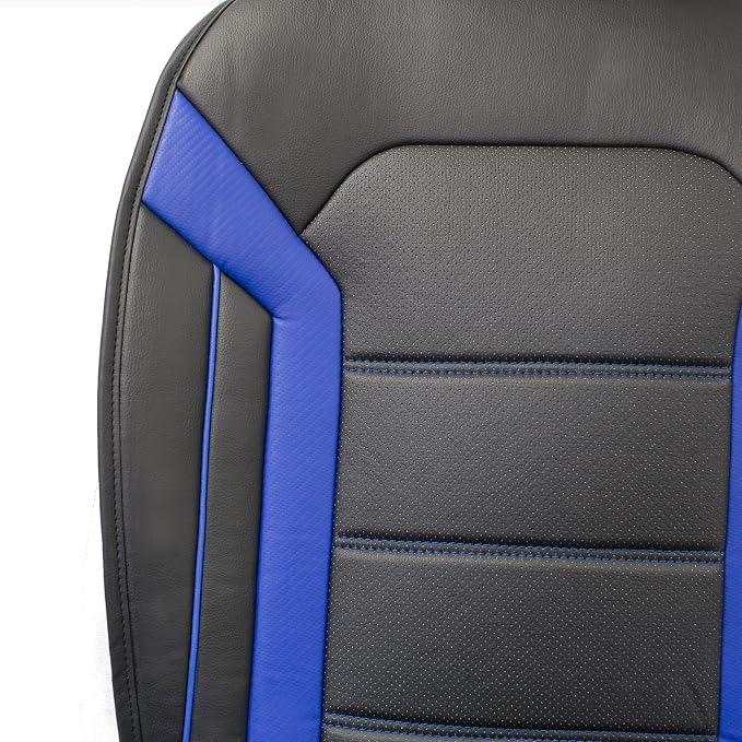 FH Group Car Seat Cover Cushion - 2 Pack Seat Covers for Cars Trucks SUV, Faux Leather Car Seat Cushions, Waterproof Car Seat Cover Cushion, Universal Fit Car Seat protector Front Set Blue - Image 4