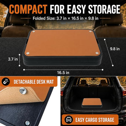 Car Seat Tray Table, Adjustable Foldable Vehicle Desk for Laptop, Tablet and Food, Back Seat Travel Tray with Cup Holder, Phone Holder and Storage Groove, Black (Small) - Image 3