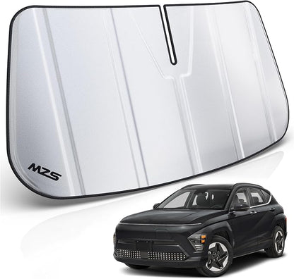 MZS Windshield Sun Shade Compatible with Kona 2024-2026 | 6-Layer Heat Insulation, 99% UV Blocking, Keeps Interior Cool, Full Coverage Visor, Foldable Car Window Sunshade, Storage Bag by MZS