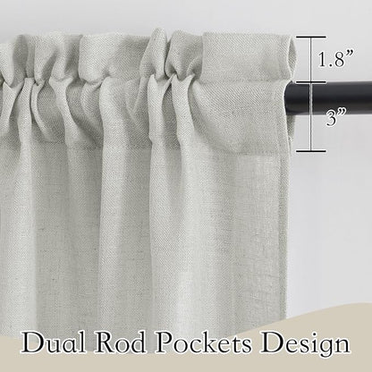 RYB HOME Linen Wonven Curtains Light Filtering Privacy UV Protection Window Blinds & Shades Draperies for Basement, Farmhouse, Villa, Boys Girls Bedroom, W 70 x L 95 inch, Grey, 2 Panels Set - Image 2