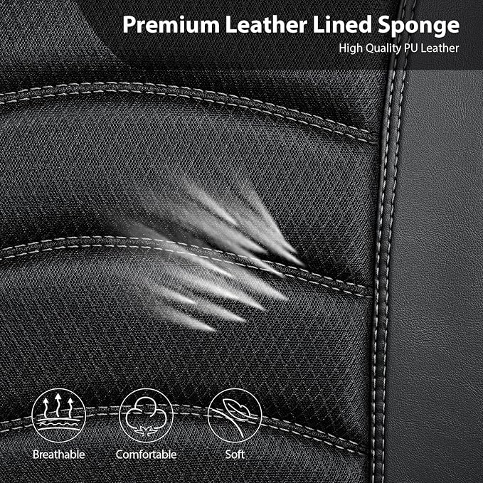 CAR PASS Comfortable 3D Foam Mesh Leather Car Seat Covers Front, Air Cool Mesh Breathable Front Seat Covers for Car, Universal Fit for SUV Truck Sedan Automotive, Airbag Compatible,Black Gray - Image 5