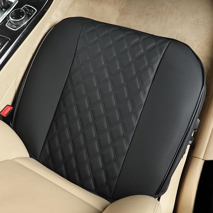 Black Panther 1 Pair PU Car Seat Covers, Front Seat Bottom Protectors Compatible with 95% Vehicles,Diamond Pattern Embroidery, Anti-Slip (W 21.26''×D 20.86”) - Black - Image 7