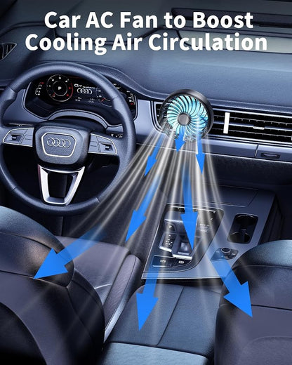 Car AC Fan to Boost Cooling Air Circulation - More Stable Vent Clip | 4in Larger Clip On Car Fan, Colorful Lighting, USB Fan for Car SUV Van RV Pickup Truck, Strong 3 Speeds, 360 Rotating, Quiet - Image 3
