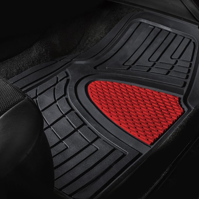 FH Group Automotive Floor Mats - Heavy-Duty Rubber Floor Mats for Cars, Universal Fit Full Set, Climaproof Floor Mats, Trimmable Floor Mats for Most Sedan, SUV, Truck Floor Mats Red - Image 5