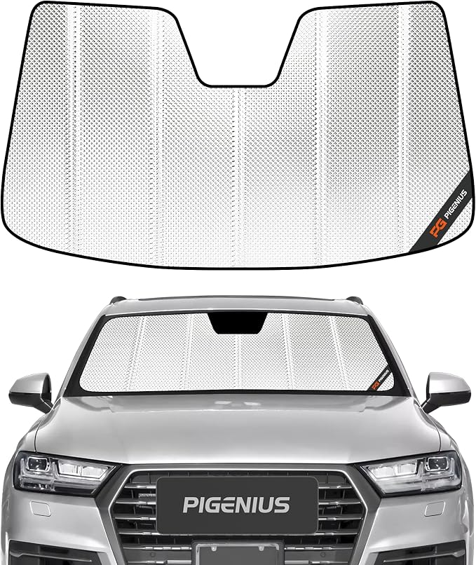 Pigenius Windshield Sun Shade for Audi Q7/SQ7 2017-2019. Reflective Aluminum Film Front Window Sunshade - BLAZBLOCK by Pigenius