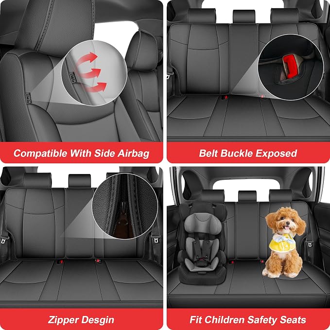 TTX LIGHTING Custom Fit for Toyota RAV4 Seat Covers 2019-2026 5-Seats | Original Seat Pattern | Full Coverage | Easy Install | Waterproof | Faux Leather | Shield Your Car Seats | All Season - Image 5