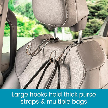 High Road Car Hooks for Purses and Bags with Leather Trim - Unbreakable Headrest Car Hooks for Large Purse Straps and Heavy Bags up to 40 lbs - Secure Attachment Loops Fit All Headrest Posts, 2-Pack - Image 5
