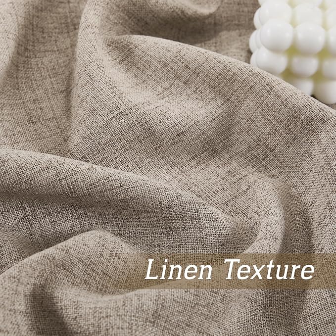 RYB HOME Linen Sheer Curtains 95 inches Long for Living Room | Breathable, Weave Textured, Rod Pocket, Semi Sheer, Oatmeal, for Dining Room, W52 x L95, 2 Panels Set - Image 4