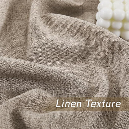 RYB HOME Linen Sheer Curtains 95 inches Long for Living Room | Breathable, Weave Textured, Rod Pocket, Semi Sheer, Oatmeal, for Dining Room, W52 x L95, 2 Panels Set - Image 4