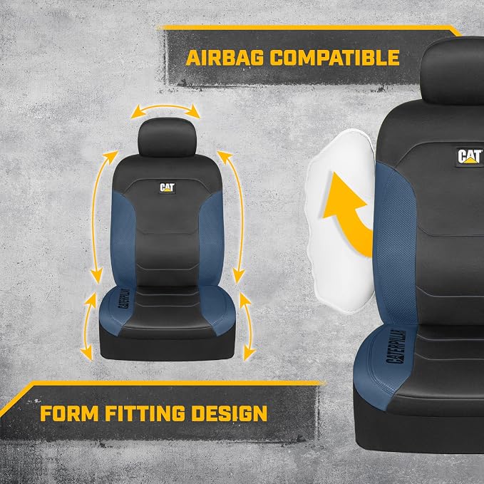 CAT Front Seat Covers for Cars (2-Pack) & 4-Piece Trim to Fit, Heavy Duty Protection, All Weather Floor Mats – Universal Fit, Waterproof Mats, Easy Install, for Trucks, SUVs, Vans, & Car Accessories - Image 5