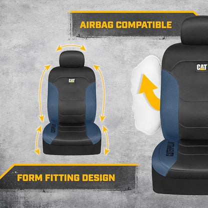 CAT Front Seat Covers for Cars (2-Pack) & 4-Piece Trim to Fit, Heavy Duty Protection, All Weather Floor Mats – Universal Fit, Waterproof Mats, Easy Install, for Trucks, SUVs, Vans, & Car Accessories - Image 5