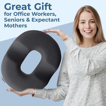 5 STARS UNITED Donut Pillow for Tailbone Pain & Hemorrhoids – Large Memory Foam Lifting Cushion for Bed Sore-Prone Areas & Pressure Relief – Prostate, Postpartum & Pregnancy Support, Gray Mesh Cover - Image 9