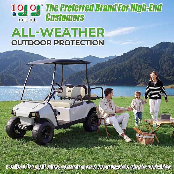 10L0L Golf Cart Seat Covers for Yamaha EZGO Club Car Seat Towel Cushion | Breathable Mesh All-Season Front/Rear Seat Blanket, UV Resistant, Cool Comfort, Machine Washable, Easy On, Great Golf Gift - Image 2