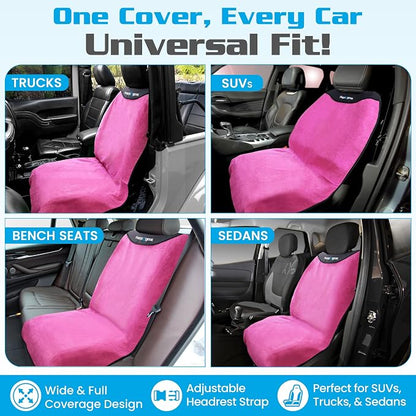 Happeseat Waterproof Car Seat Cover & Protector, Pink | Universal Fit, Car Seat Towel Cover, Slip Resistant Backing, Machine Washable, Fits Front & Back, Easy Install & Storage - Image 4