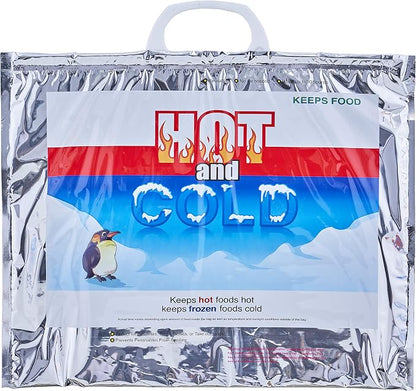 Superio Hot and Cold Insulated Bags for Food Delivery, Grocery Shopping Bags, Food Storage for Hot and Frozen Food for Travel, Disposable Cooler Bag, Reinforced Thermal Lunch Bag (1, 15.5"x13") by Superio