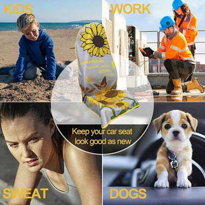 Waterproof Car Seat Cover for Front Seats, Protector for Cars SUVs Trucks, Sweat Towel Seat Covers Bucket for Gym,Workout,Beach,Hiking,Running Swimming (Sun Flower, 1PC) - Image 5