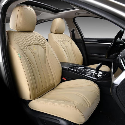 Seat Covers for Cars, Waterproof Seat Covers, Leather Car Seat Covers 2 Pack, Universal Seat Cushion Protector for Most Cars Trucks SUV-Beige by FLORICH