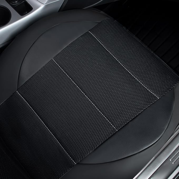 CAR PASS Universal Leather Two Front Seat Covers,Sport seat Covers fits Most Cars, SUVs, Trucks, and Vans Airbag Compatible (Black and Black) - Image 8