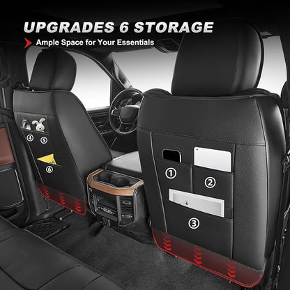 TTX LIGHTING Custom Fit Front Seat Covers for Ram 1500/2500/3500 2012-2026 | Original Seat Pattern Waterproof Faux Leather Truck Seat Covers for Crew Cab/Quad Cab Flat Bench - Image 5