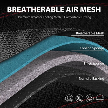 CAR PASS Comfortable 3D Foam Mesh Leather Car Seat Covers Front, Air Cool Mesh Breathable Front Seat Covers for Car, Universal Fit for SUV Truck Sedan Automotive, Airbag Compatible,Black Red - Image 7