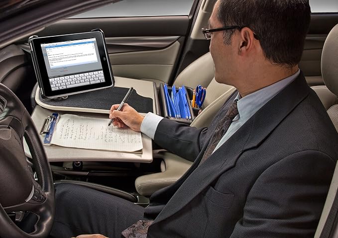 AutoExec GripMaster Car Desk for Your Vehicle Workstation and Mobile Office, Grey with Tablet Mount | Vehicle Workstation, Mobile Office - Image 3