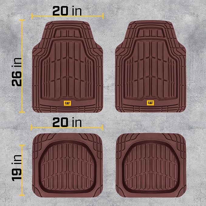 CAT® ToughRide™ Heavy-Duty 4 Piece Burgundy Floor Mats for Cars - Trim to Fit All-Weather Rubber Car Mats Full Set - Truck Mats & Cars Floor Mats - Interior Accessories for SUVs & Car Rug Protection - Image 10