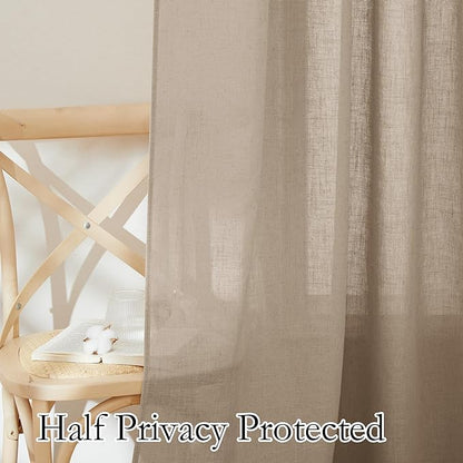 RYB HOME Linen Curtains for Living Room, Thick Linen Burlap 72 Inch Length Light Filtering Privacy Assured Breathable for Bathroom Dining Room Doorway, W 34 x L 72 inches, Khaki, 2 Panels Set - Image 4