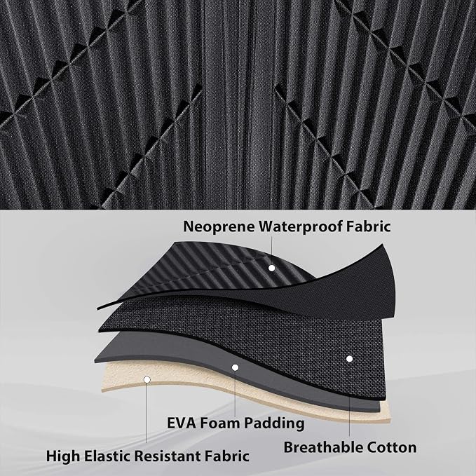 CAR PASS Waterproof Black Beige Car Seat Covers Front Seat Covers Neoprene Wetsuit,All-Weather Non-Slip Durable,Universal Fit for SUV Sedans Trucks Automotive,Airbag Compatible,3D Emboss Black Beige - Image 8