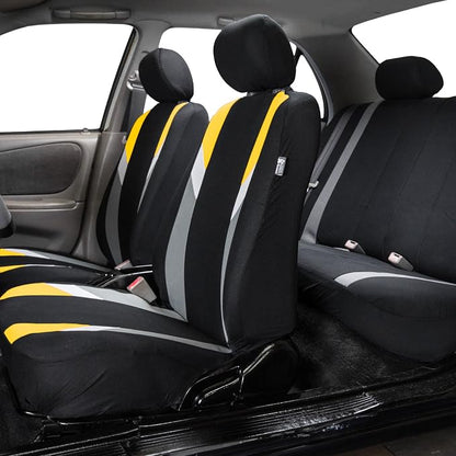 FH Group Premium Modernistic Flat Cloth Car Seat Covers – Universal Fit, Washable Seat Covers for SUV Sedan Van, Yellow, Full Set - Image 2
