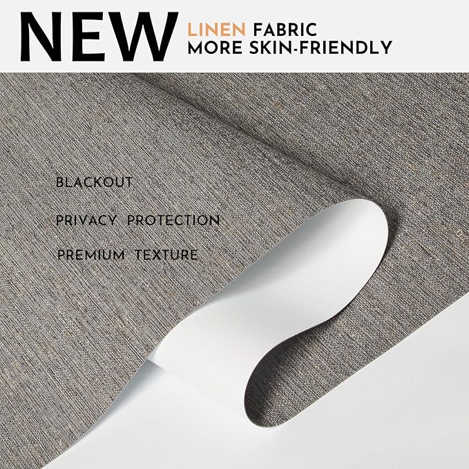 Persilux Blackout Roller Shades for Indoor Window Blinds,Cordless,Linen Fabric,Thermal Insulated Fabric UV Protection Shades for Home,Office,Bedroom,Door,Blackout-Stone Grey,Custom Size - Image 2