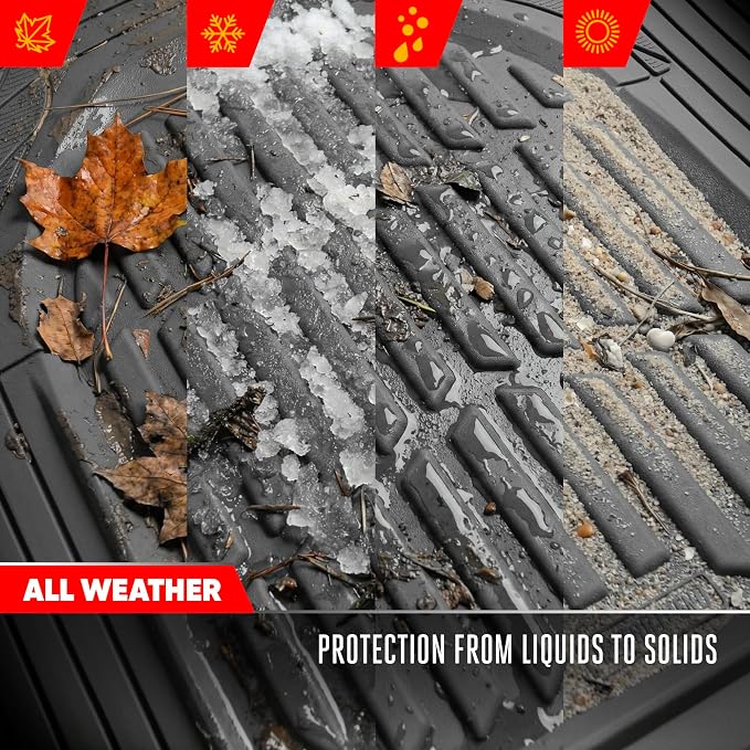 Motor Trend FlexTough LITE Rubber Car Mats Full Set - All Weather Floor Mats for Trucks, Cars & SUVs - Automotive Waterproof Gray Car Floor Mats for Cars Interior Accessories Universal Trim-to-Fit - Image 5