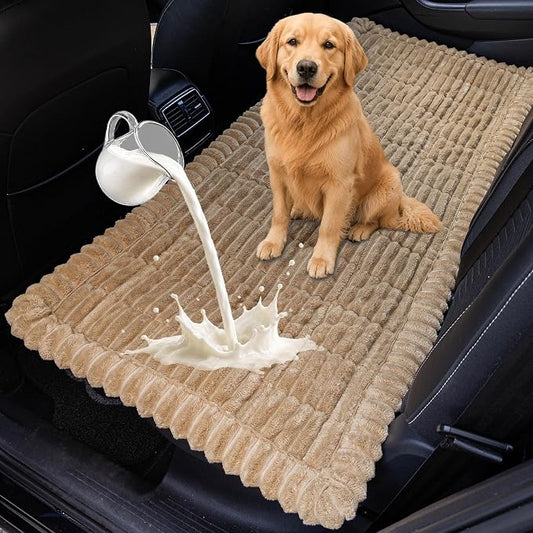 Dog Car Seat Waterproof Bed Cover Back Seat Brown 23.6”x51” | Nonslip Soft Comfortabl Pet Bed Mat Car Blanket for Travel Backseat Extender Seat Covers Dog Bed for Cars Trucks and SUVs by CoSofSLIP