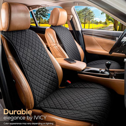 Faux Linen Front Car Seat Cover, Seat Protector, 1 Unit, Black | Non-Slip Bucket Sear Cover for Most Cars, SUVs, Vans & Trucks – Machine Washable, Side-Airbag Friendly - Image 8